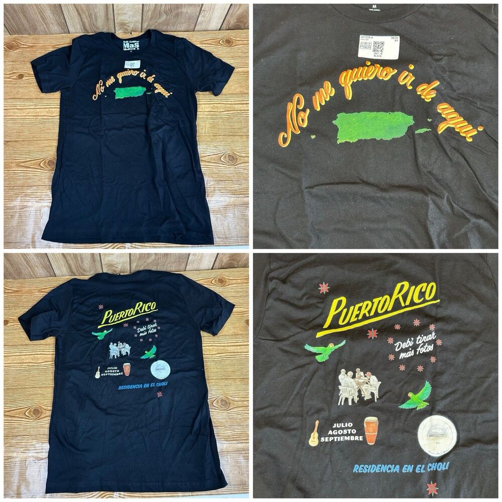 Bad Bunny "No me quiero ir de aqui”‎ T Shirt Men’s Size Medium Black